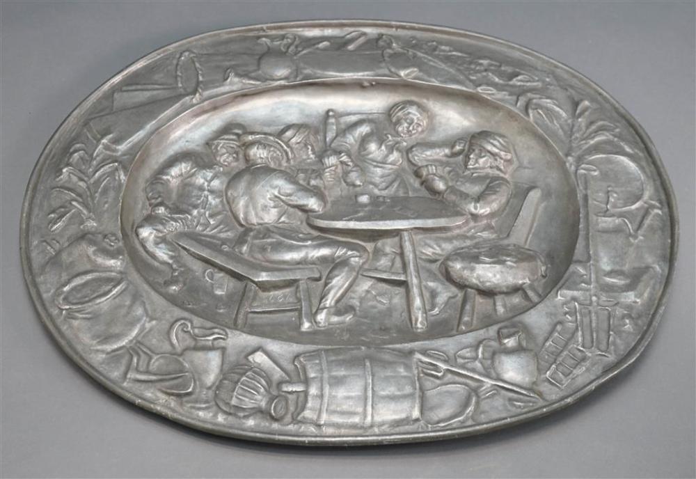 CONTINENTAL CAST PEWTER OVAL PLAQUE