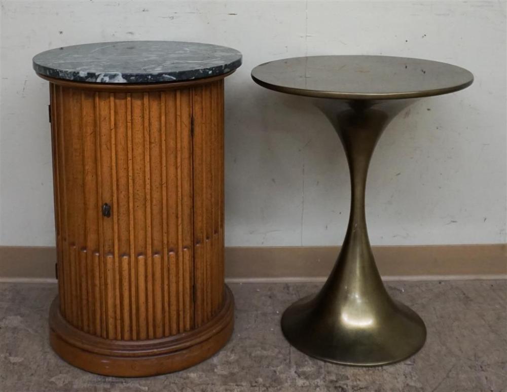 BRASS TONE TULIP-STYLE PEDESTAL TABLE