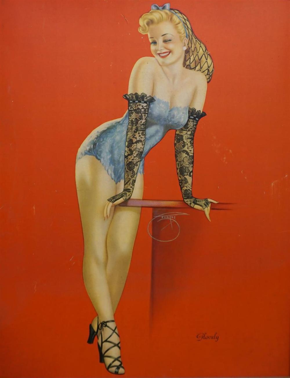 PIN UP GIRL, COLOR PRINT, FRAME: