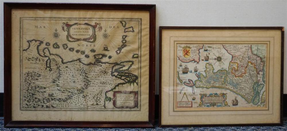 TWO COLORED MAPS AFTER DUTCH ENGRAVINGS