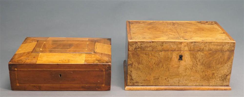 TWO MIXED FRUITWOOD HINGED BOXESTwo 327f83