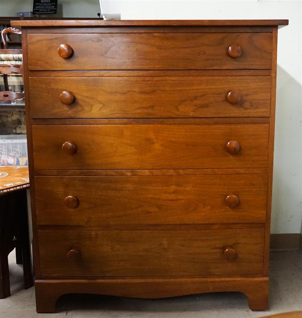 CLORE WALNUT CHEST OF DRAWERS,