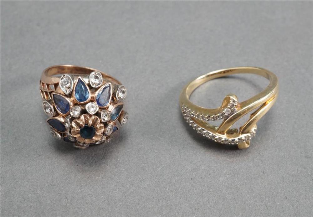 LOW KARAT GOLD AND GEM-SET RING