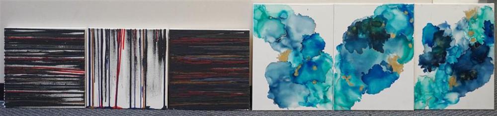 TWO MODERN COLORFIELD TYPE TRIPTYCH 32808d