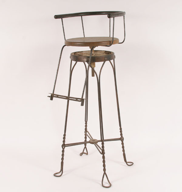 Antique Child's Wire Swivel Stool/Barber?