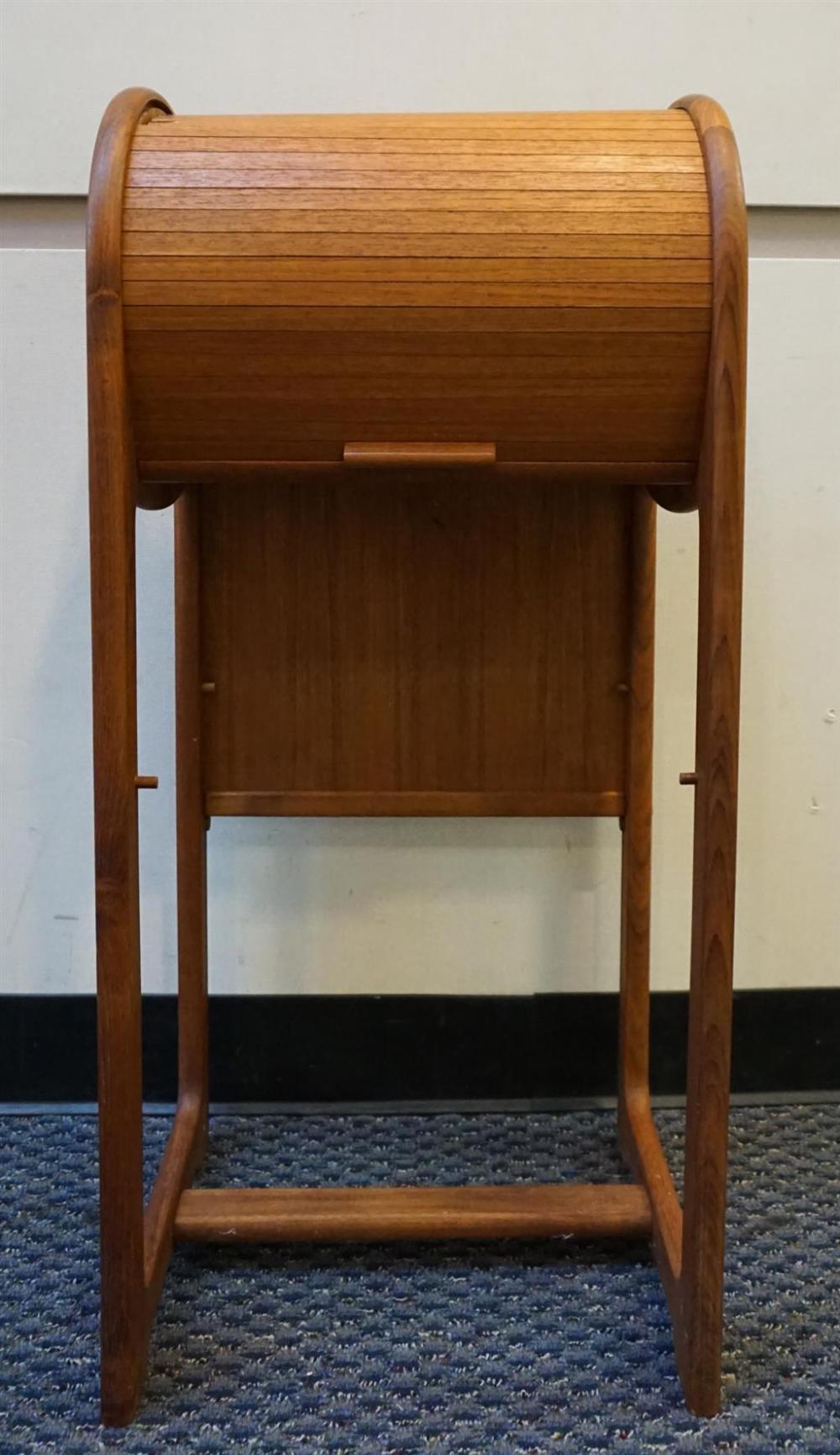 MID-CENTURY MODERN TEAK AND WALNUT TAMBOUR