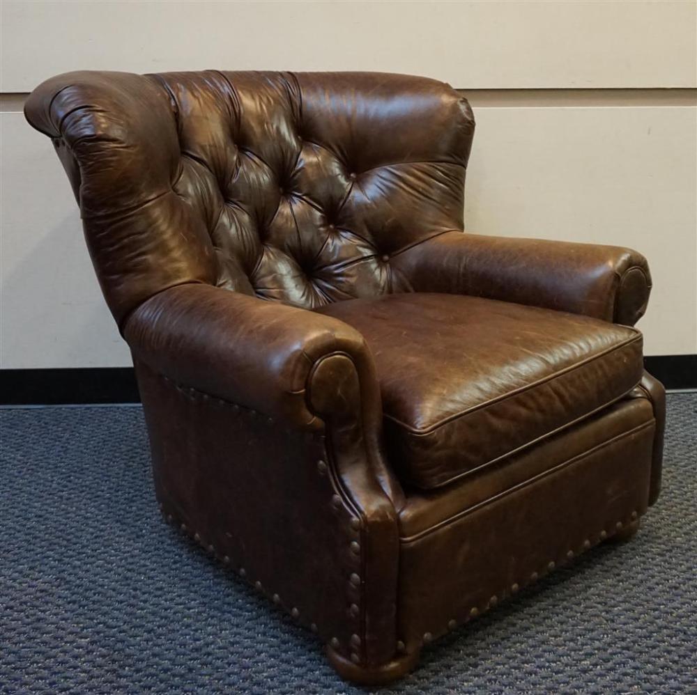 CENTURY BROWN LEATHER UPHOLSTERED 32813a