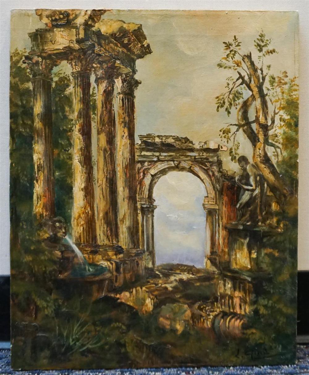 L. GINE, ITALIAN SCHOOL, RUINS,