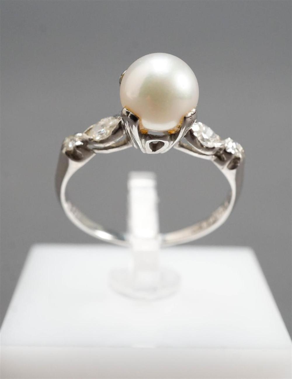 PLATINUM PEARL AND DIAMOND RING  3281ad