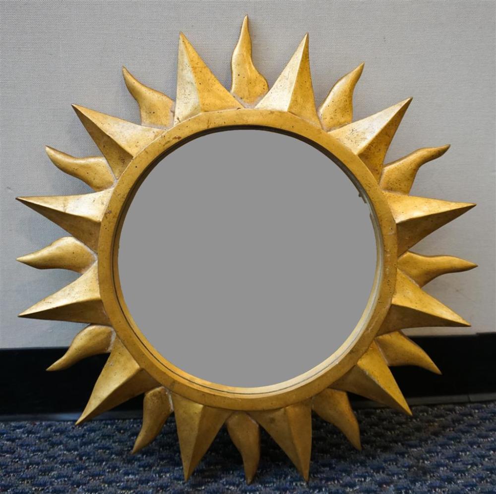 ROUND GILTWOOD FRAME SUNBURST MIRROR,