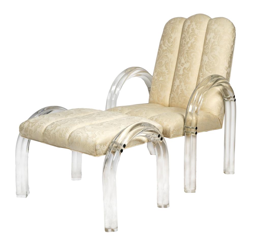 LUCITE ARMCHAIR OTTOMANcovered 325b02
