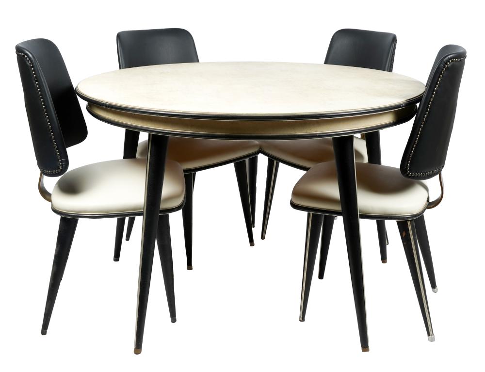 MODERN LEATHER-CLAD ROUND GAME TABLE