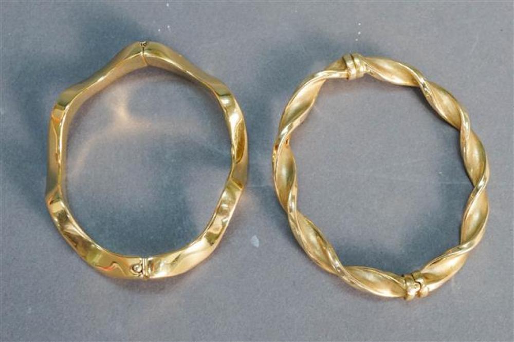 TWO 14-KARAT YELLOW-GOLD BANGLE