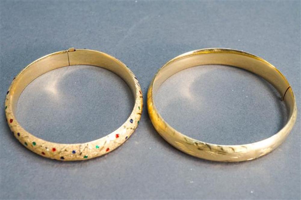 TWO 14-KARAT YELLOW-GOLD BANGLE