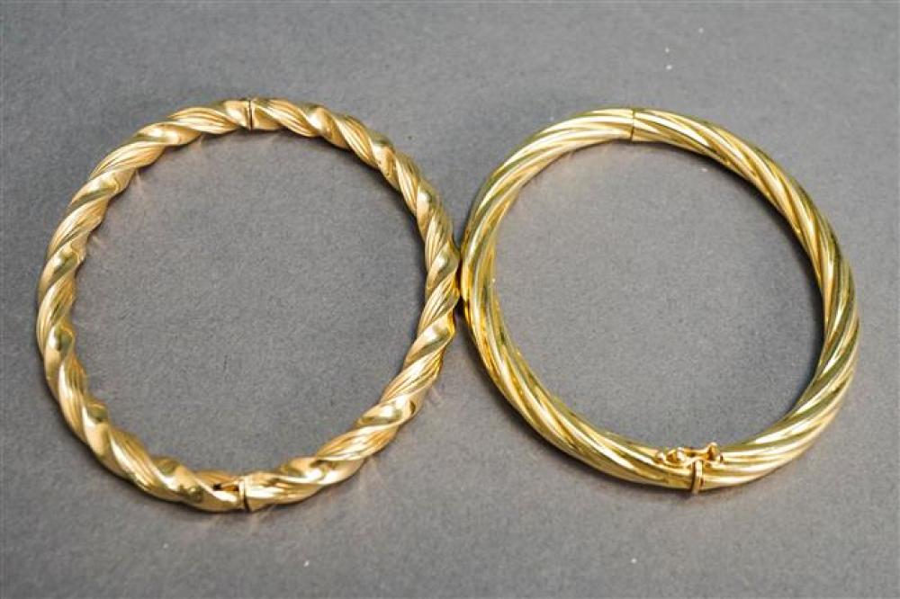 TWO 14-KARAT YELLOW-GOLD BANGLE