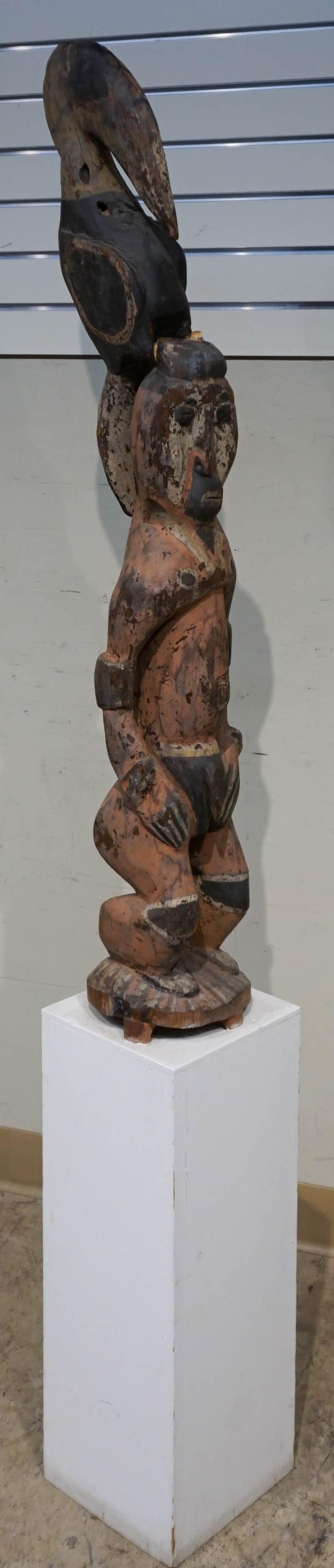 AFRICAN CARVED DECORATED WOOD FIGURE 325c10