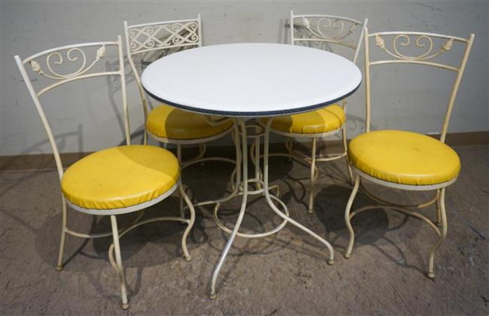 WHITE ENAMEL PAINTED BASE ROUND DINETTE