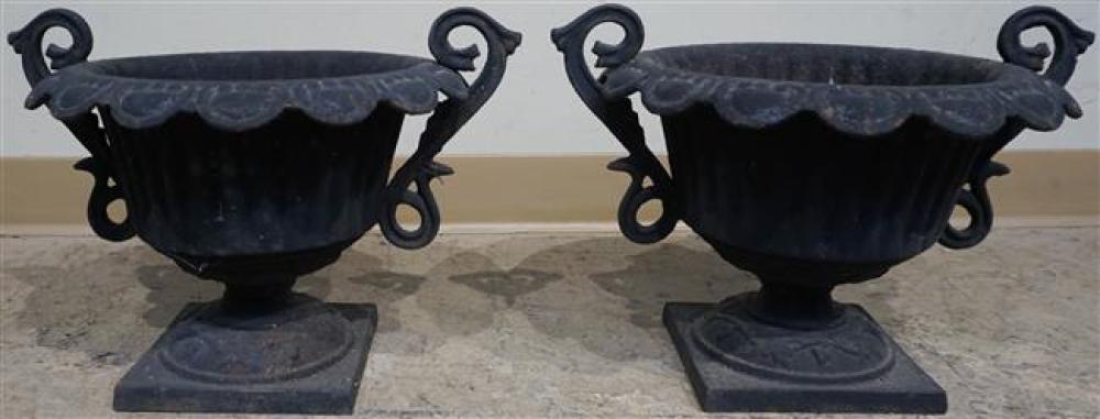 PAIR OF BLACK PAINTED CAST IRON