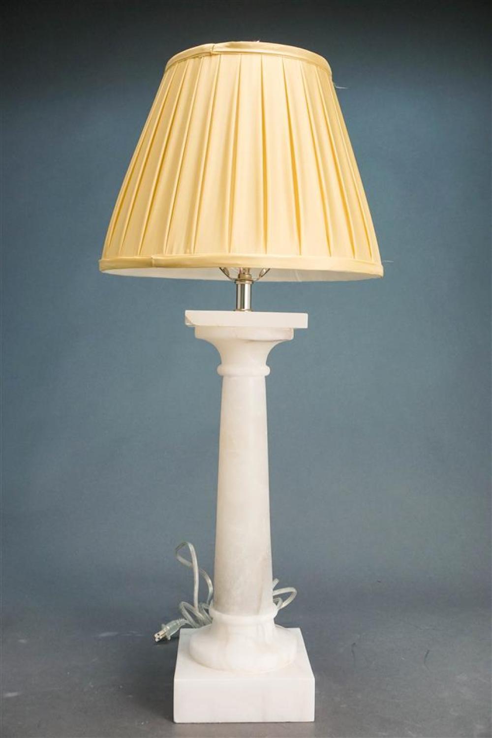 ALABASTER COLUMN-FORM TABLE LAMP