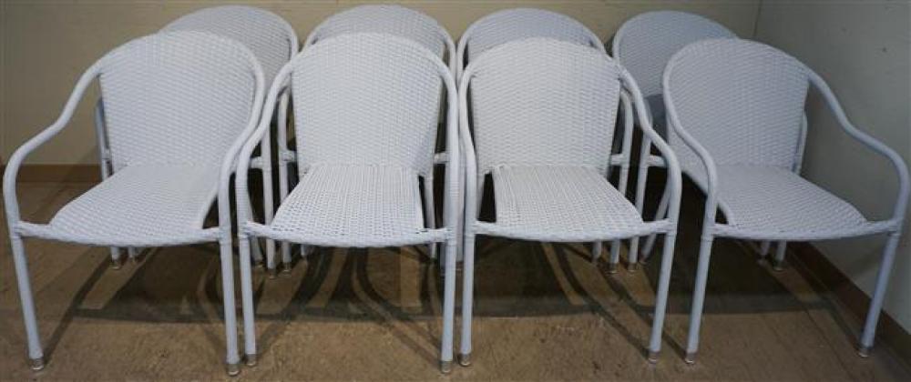 SET OF EIGHT WHITE FAUX WICKER 325c6a