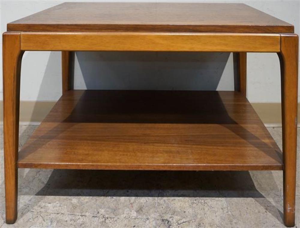 LANE WALNUT TWO-TIER LAMP TABLE,