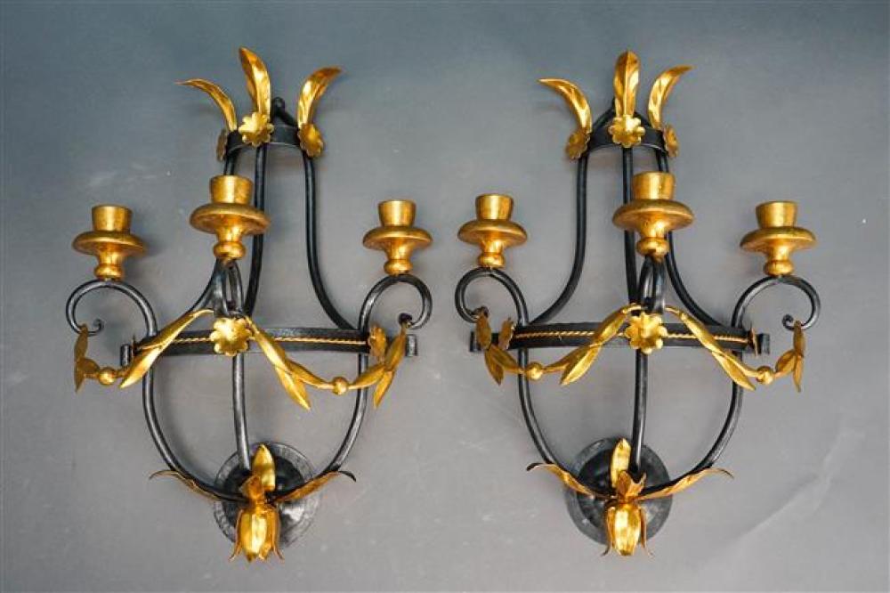 PAIR NEOCLASSICAL STYLE GILT BLACK 325cee