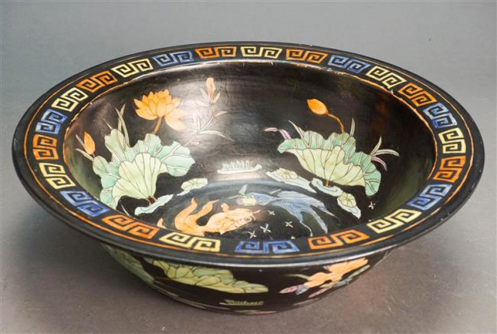 CHINESE POLYCHROME DECORATED NOIR 325d36