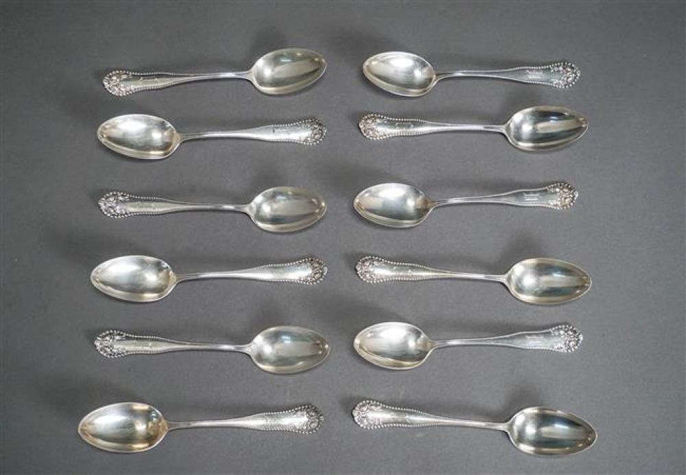 SET WITH 12 GORHAM STERLING SILVER TEASPOONS,