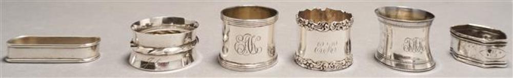 SIX STERLING SILVER NAPKIN RINGS, 4.5
