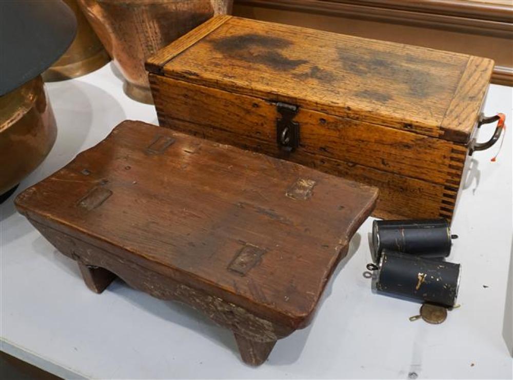 OAK HINGED DOCUMENT CHEST AND PINE