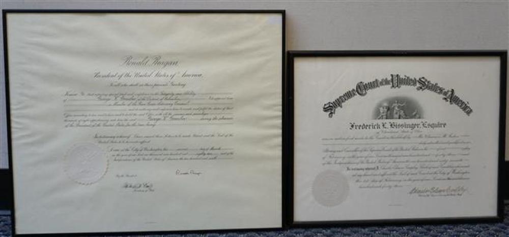 RONALD REAGAN SIGNED PEACE CORP CERTIFICATE