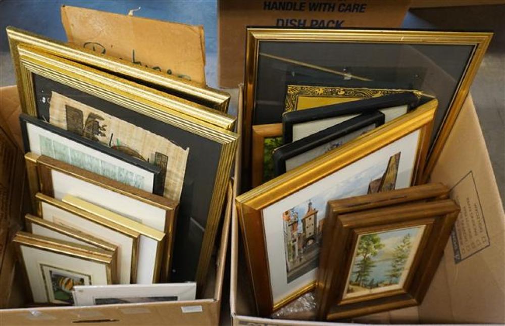TWO BOXES WITH ASSORTED FRAMED 325e3b