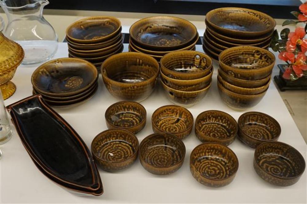 JAPANESE BROWN GLAZED POTTERY TABLE