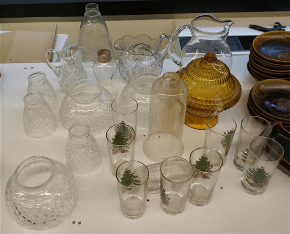 GROUP WITH GLASSWARE, SHADES AND