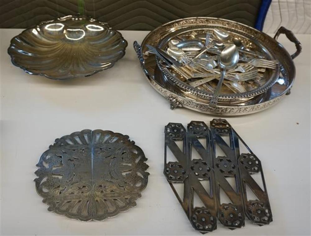 GROUP WITH SILVER PLATE TABLE ARTICLES