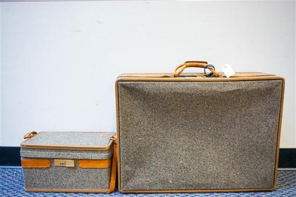 HARTMAN LEATHER AND TWEED SUITCASE