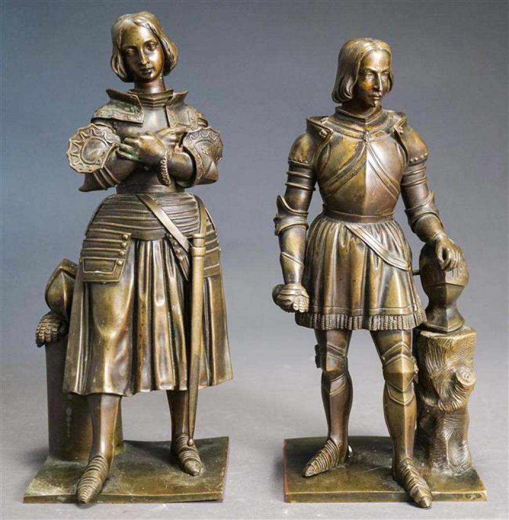 TWO BRONZE SCULPTURES OF KNIGHTS,