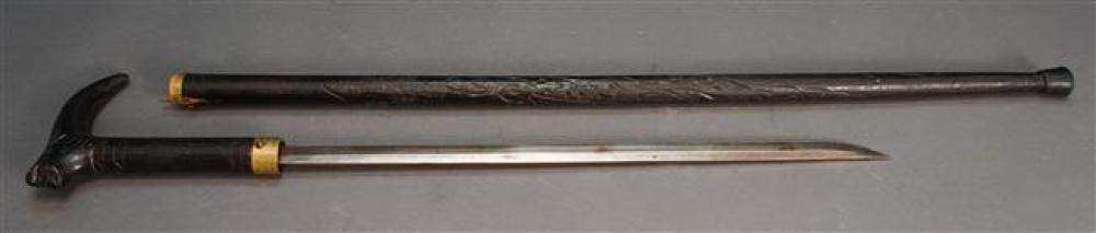 CARVED WOOD SWORD CANECarved Wood Sword