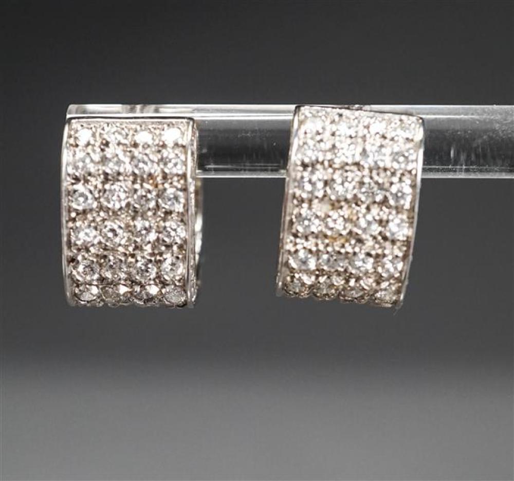 PAIR 18-KARAT WHITE-GOLD AND DIAMOND