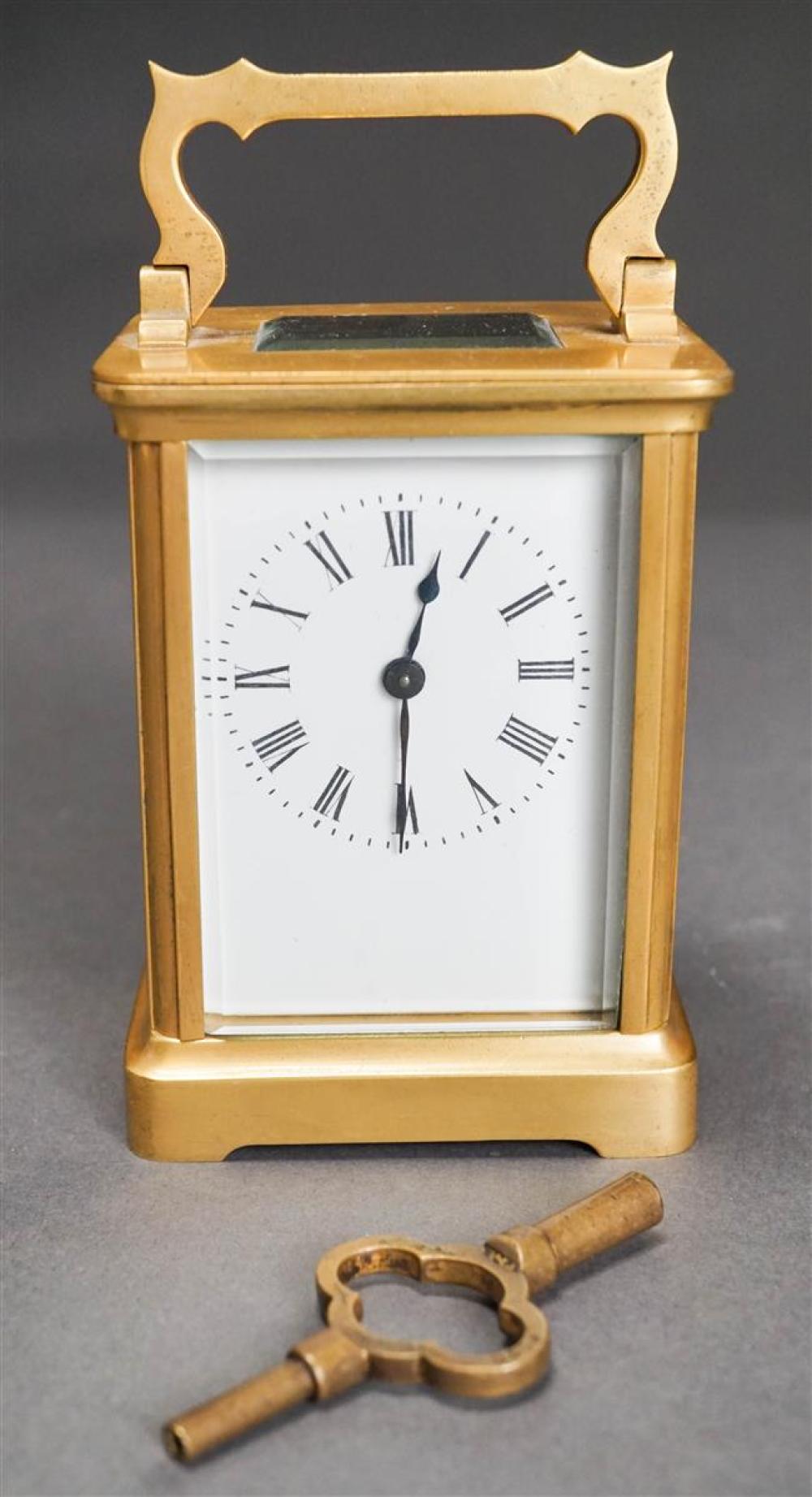BRASS CARRIAGE CLOCK, APPARENTLY