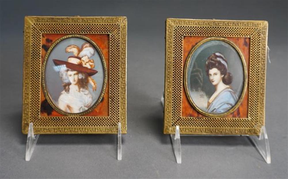 PAIR OF GERMAN HAND PAINTED MINIATURES