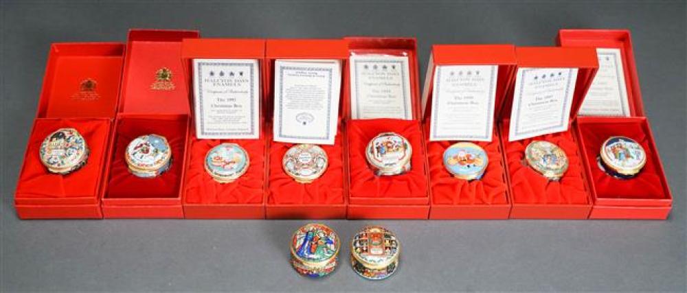 TEN HALCYON DAYS ENAMEL CHRISTMAS BOXES,