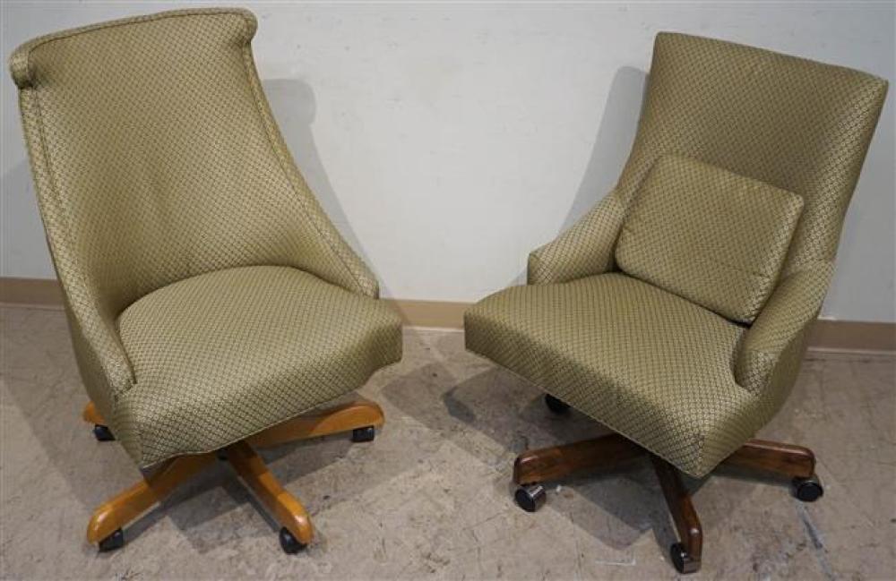 PAIR CONTEMPORARY UPHOLSTERED SWIVEL