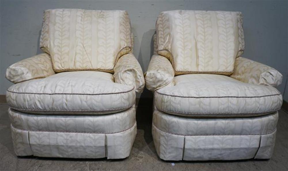 PAIR BAKER CHAMPAGNE UPHOLSTERED 32608e