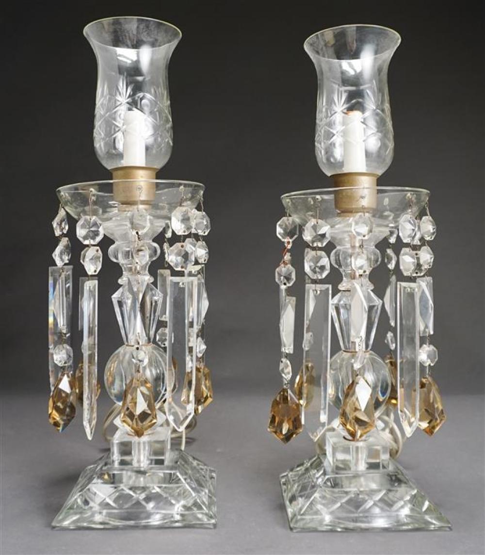 PAIR ANGLO-IRISH CUT CRYSTAL LUSTRE