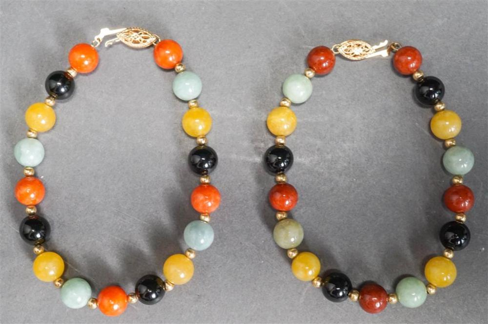 TWO 14-KARAT YELLOW-GOLD AND HARDSTONE