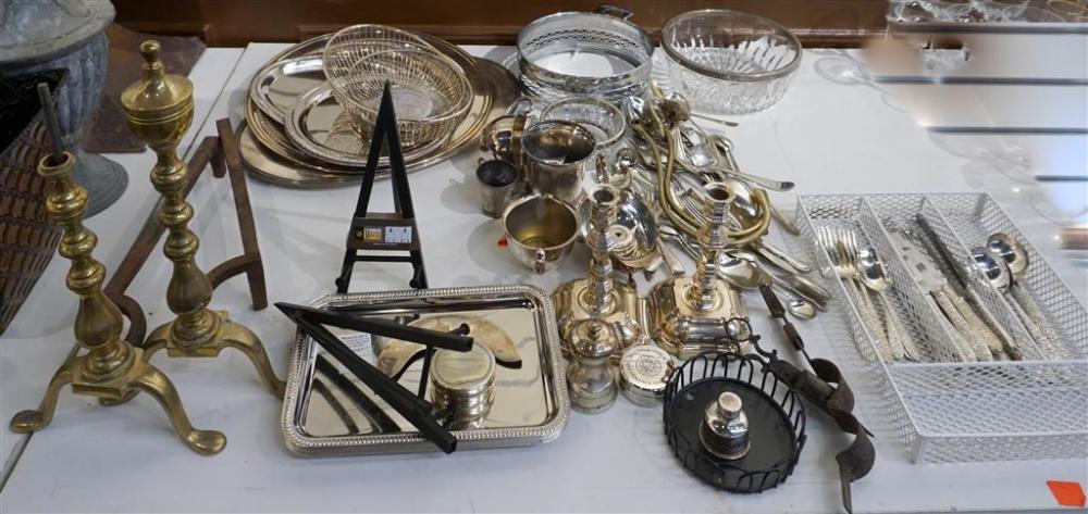 GROUP WITH SILVER PLATE TRAYS,