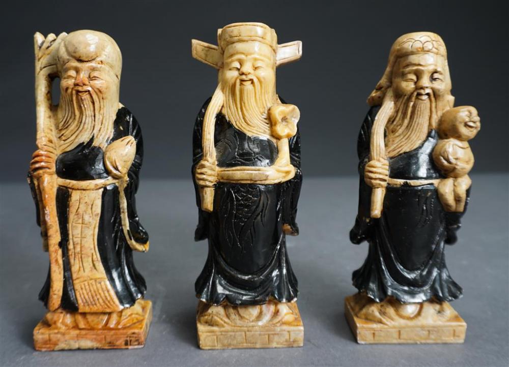 THREE CHINESE CERAMIC FIGURES OF SAGESThree