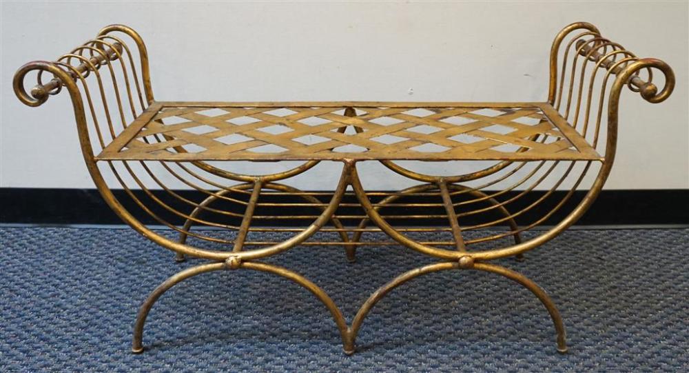 NEOCLASSICAL STYLE GILT METAL BENCH  3262a4