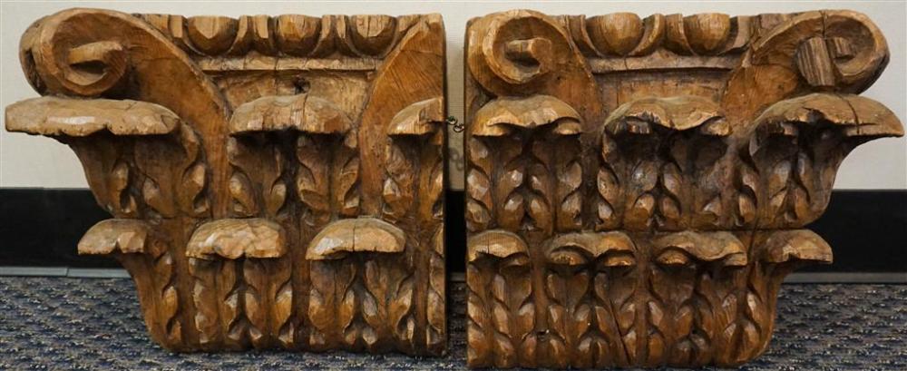 PAIR CARVED OAK ACANTHUS LEAF WALL 326318